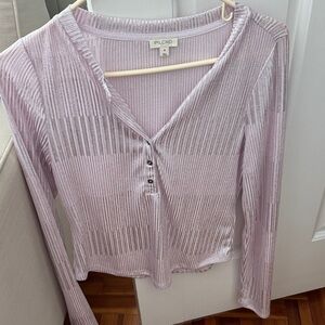 Anthropologie Lavender Ribbed Button Blouse